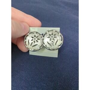 Sarah Coventry Daisy Clip-On Earrings, Silver Tone, Vintage‎ 51710